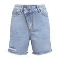 thumbnail image 5 of XIAONU Womens Frayed Hem Short Relaxed Fit High Waisted Crossover Denim Short Breathable Trendy Summer Shorts, 5 of 5