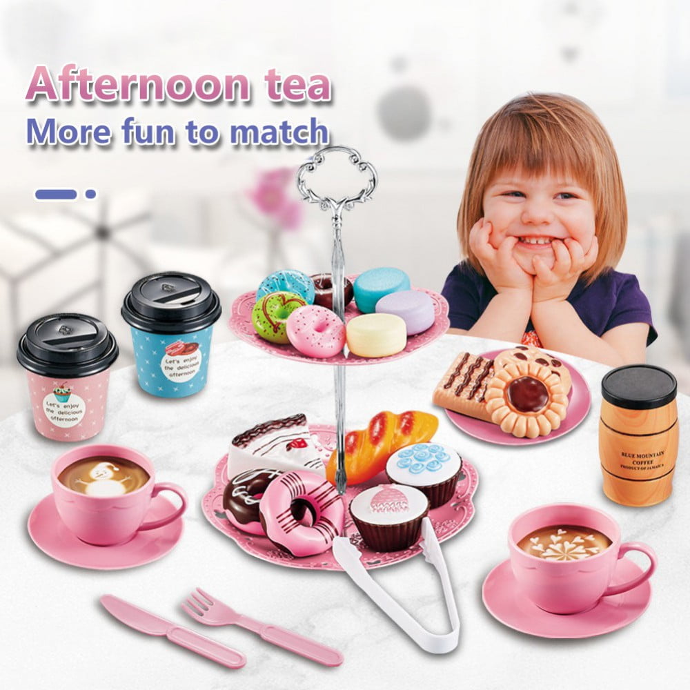 SYNPOS 16PCS Tea Set for Little Girls, Princess Tea Time Toys Playset