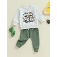thumbnail image 6 of Aojekbee Baby Boys Pants Set, Long Sleeve Crew Neck Letters Print Sweatshirt with Elastic Waist Sweatpants Infant Clothes, 6 of 10