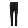 thumbnail image 2 of Pantalones de mujer Gibobby casuales con agujeros de grano holgados con flecos negro S, 2 of 5