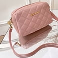 thumbnail image 2 of Bolso Bolso bandolera de hilo de cuero PU para mujer Bolso bandolera con entramado de diamantes (rosa), 2 of 5