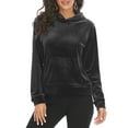 thumbnail image 4 of SHCKE Womens Velour Sweatshirt Hooded Pullover Shirt Sports Outfit Casual Sport Pullover Tops Womens Sweatshirt Stretch Activewear Top Hoody Sweatshirt, 4 of 8