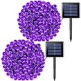 thumbnail image 1 of 2 Pack 200 LED Solar Christmas Lights, Purple Christmas Lights 75.5ft 8 Modes Solar Purple String Lights Waterproof for Christmas, Halloween, Garden, Christmas Tree, Outdoors, 1 of 6