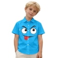 thumbnail image 4 of WOYY Girls Short Sleeved Shirt Casual Cartoon Expression Print Button Up Shirts, Sizes 3-15, 4 of 5