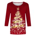 thumbnail image 5 of Mifsaly Plus Size Christmas Shirts for Women 3/4 Sleeve Loose T-Shirts Merry Xmas Tree Print Crewneck Tops Pullover Family Party Funny Blouse 2025 Holiday, 5 of 5