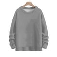 thumbnail image 4 of WTOBBY Women's Solid Color Crewneck Knit Sweater Top, Long Sleeve Pullover Sweater, Casual Comfortable Fall Fashion Sweatshirt for Daily,Light Gray L, 4 of 5