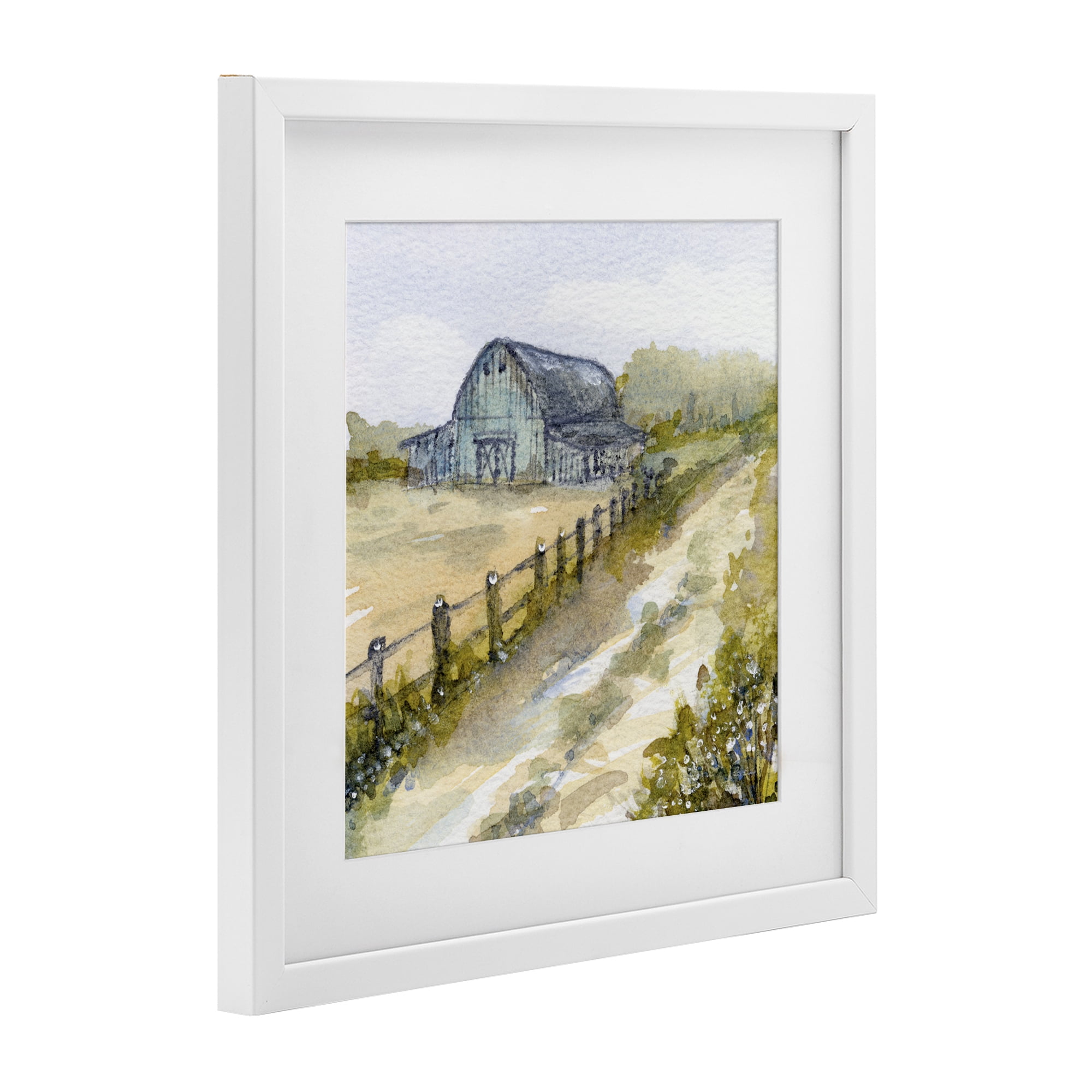 Stupell Industries Blue Barn Lane White Framed Print Under Glass, design by Patti Bishop