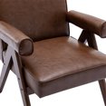 thumbnail image 7 of Accent Chair with Armrest, PU Leather Upholstered Single Sofa Chair with Thick Seat Cushion, Comfy Living Room Chairs with 250LBS Weight Capacity for Reading Room, Bedroom, Office, Brown, 7 of 7