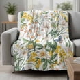 thumbnail image 2 of Yellow White Floral Blanket Soft Cozy Warm Twin Blanket for Bed, Plush Fuzzy Flannel Fleece Blankets for Sofa, Spring Farmhouse Flowers Botanical Throw Blankets for Couch, Gifts for Men, 60"x80", 2 of 9