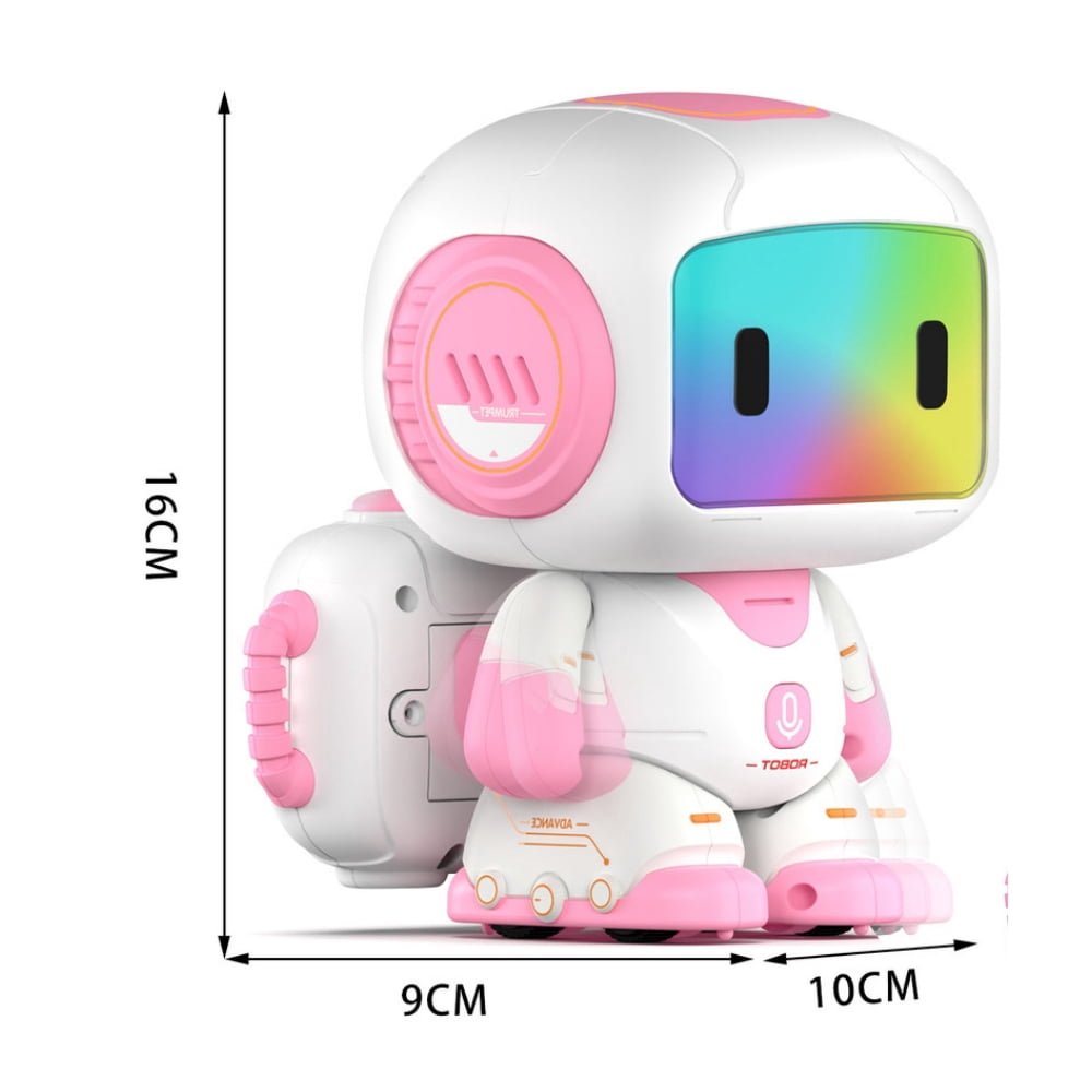 Aezusy Remote Control Robot Toy for Girls, Programmable Walking Sliding RC Robot with Recording, Music, LED Lights, STEM Educational Interactive Toy Gift for Kids Ages 3-8, Pink