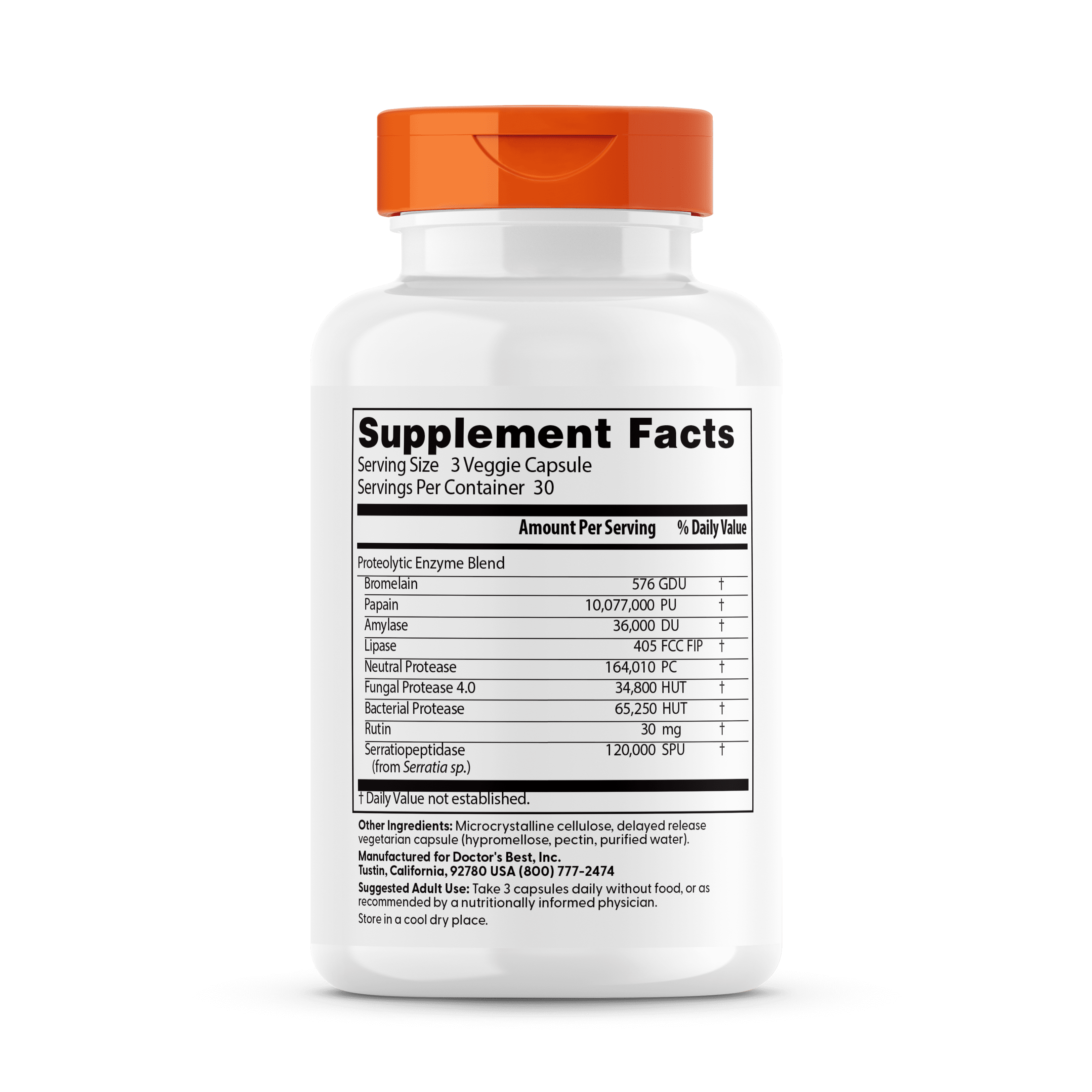 Doctor's Best Proteolytic Enzymes, Gluten Free, Vegetarian, 90 Veggie Caps