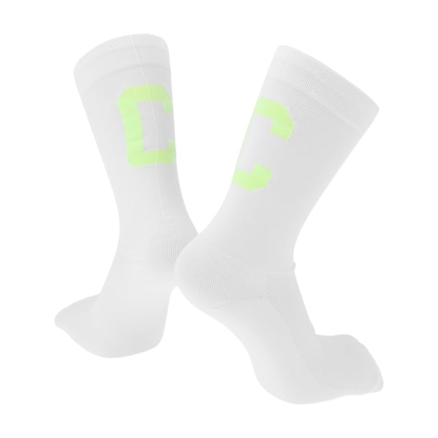 Calcetines de ciclismo Unique Bargains, secado rápido, absorbentes de sudor, anti-fricción, blancos, tamaño L, 1 par, letras luminosas C