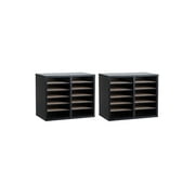 AdirOffice 500 Series 12 Compartment Literature Organizers 20" x 11.8" Black 2 Pack