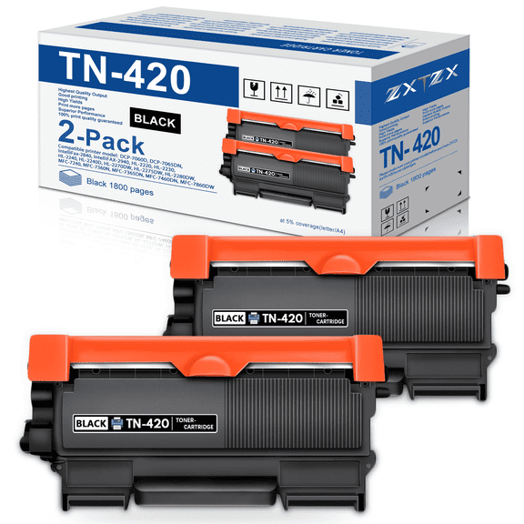 TN420 Toner Cartridge Compatible for Brother TN420 Black Toner Cartridges 2 Pack