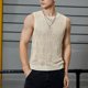thumbnail image 3 of Chaleco de punto con aberturas para hombre: prenda sin mangas con cuello redondo, diseño moderno, combina con leggings/vaqueros, tallas S-XXL, 3 of 8