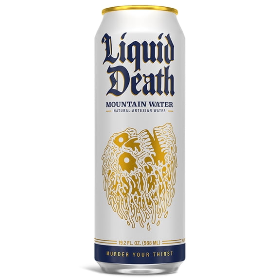 Liquid Death Still Mountain Water, Real Mountain Source, Ice-Cold Cans, Infinitely Recyclable, King Size 19.2 Fl Oz