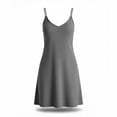 thumbnail image 4 of BRGZLK Womens V Neck Nightgowns Stylish Solid Color Spaghetti Double Strap Sleeveless Casual A-Line Flowy Nightdress Lightweight Soft Comfort Loungewear Outfits Gray L, 4 of 8