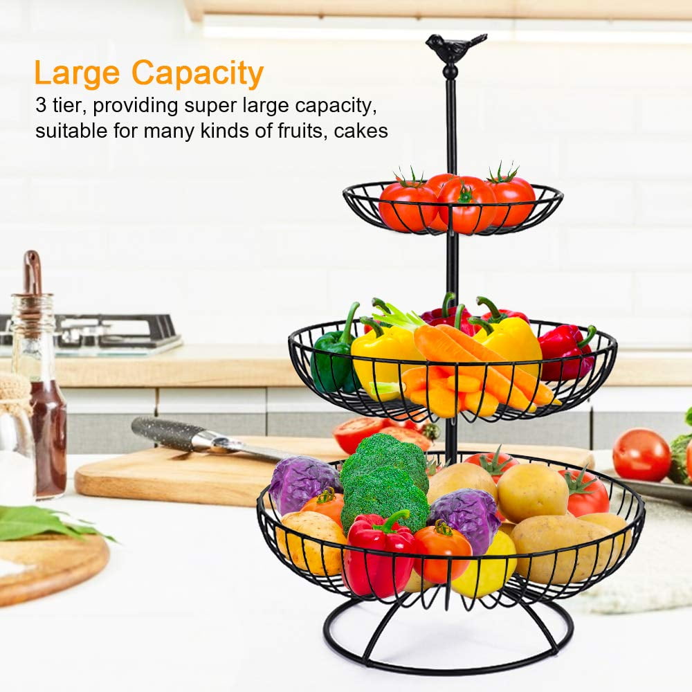Sagler 3 Tier Fruit basket - Stainless steel fruit bowl - large
