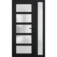 thumbnail image 3 of Front Exterior Prehung Metal-Plastic Door Frosted Glass / Manux 8002 Matte Black / Side Window / Office Commercial and Residential Doors Entrance Patio Garage 48" x 80" Left-hand Inswing, 3 of 6