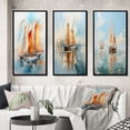 thumbnail image 1 of Designart "Watercolor Sails Sailboat" Nautical & Beach Framed Wall Art Set Of 3 - Multi-Color Boat Sailing Frame Gallery Set For Office Decor, 1 of 6