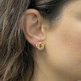 thumbnail image 5 of Italian 14k Yellow Gold Triple Love Knot Eternity Circle Rope Stud Earrings - Triple Textured, 5 of 6