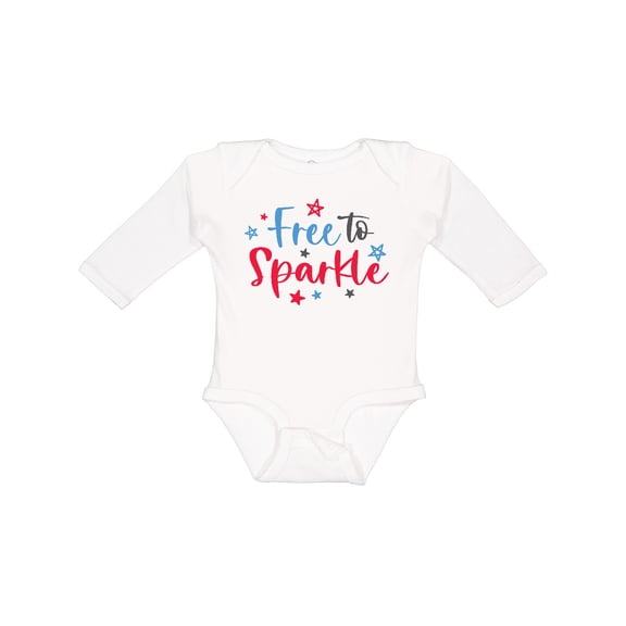 Inktastic 4th of July Free to Sparkle in Red White and Blue Boys or Girls Long Sleeve Baby Bodysuit