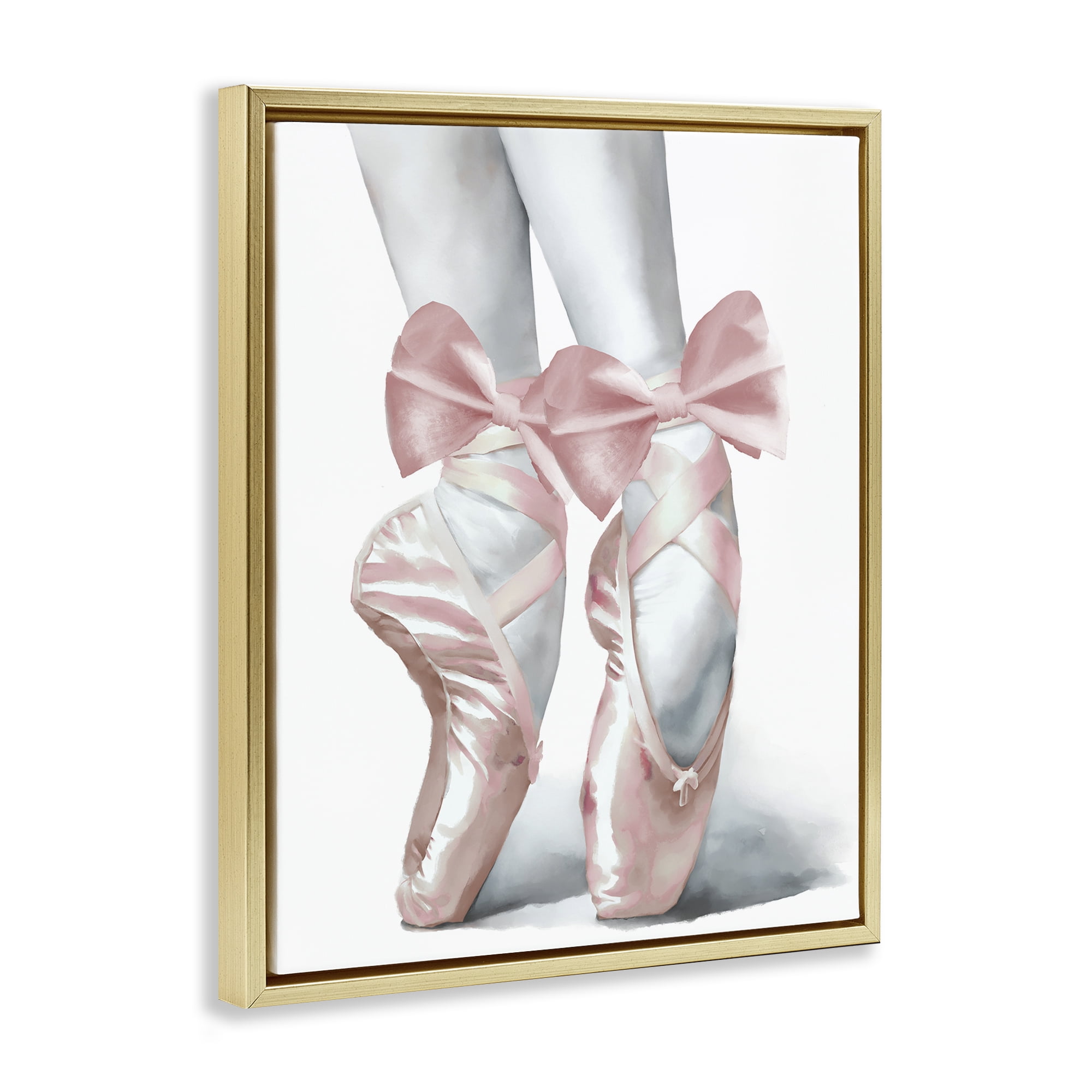 Stupell Industries Ballet Pointe Shoes Gold Framed Floater Canvas Wall Art, design by Elizabeth Medley