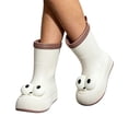 thumbnail image 6 of Womens and Girls 3D Cartoon Big Eyes Mid Calf Rain Boots Non Slip Waterproof PVC Wellies for Park Gardening Rainy Outdoor White 26, 6 of 9
