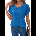 thumbnail image 2 of Blusas de Talla Grande para Mujer, Túnicas de Corta con Cremallera de 1/4, Azul Real L, 2 of 6