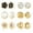 Gold F, variant on Silver Plated Earrings Studs,6 Pairs of Stud Pearl Four Claw Zircon Round Hearts Earring Wedding Gifts