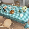 thumbnail image 4 of CSFL Checkered Tablecloth for Rectangle Tables, Polyester Gingham Tablecloths, Stain Resistant Dining Table Cover for Outdoor Picnic, Kitchen and Party, 87"x 55", Deep Green and White, 4 of 8