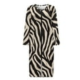 thumbnail image 4 of Xoenoiee Zebra Stripe Print Zipper Robes for Women Long Sleeves Housecoat Soft Nightgowns Sleepwear Comfy House Dresses with Pockets, 3XL, 4 of 7