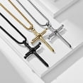 thumbnail image 3 of Flydeer Cross Necklace for Men Titanium Steel Black Nail Cross Pendant Necklace for Mens Christian Gifts for Men Women, 3 of 7