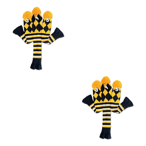 Yuarrent 3X Golf Club Knitting Head Cover Set portátil con cubiertas protectoras de números presenta accesorios para 1 3 5 Clubs amarillo Amarillo 2piezas Yuarrent CBP214033