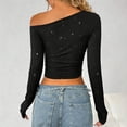 thumbnail image 6 of Lixiuxyad Sparkly For Sleeve Off Shoulder Top Sequin Concert Outfits Tshirts for Women,Black L, 6 of 7