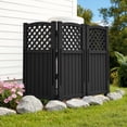 thumbnail image 3 of Devoko Fence Privacy Screen,4 Panels Outdoor Screen Enclosure for Patio & Yard, Resin Fence Panels Ideal for Hiding Air Conditioner and Trash Can, Black, 3 of 7
