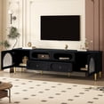 thumbnail image 3 of Euroco Modern TV Stand with Glass Cabinet Doors, 4 Drawers & 2 Cabinets, Cable Management, Metal Legs – Elegant Entertainment Center for Living Room, 3 of 9