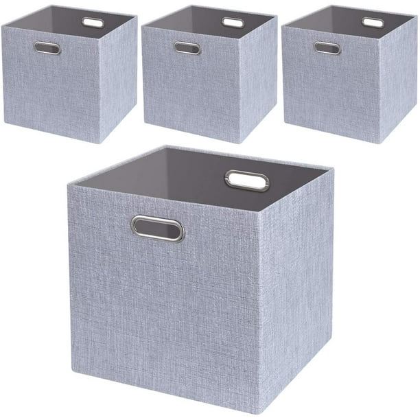 Foldable Storage Bins 13x13, Bookcase Storage Boxes
