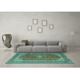 thumbnail image 3 of Ahgly Company Indoor Round Medallion Turquoise Blue Traditional Area Rugs, 5' Round, 3 of 4