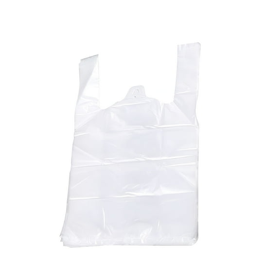 CCOCC Shopping Handbag 100Pcs White Food Grade Plastic Bag with Handle Food Packaging Bag for Supermarket Store Grocery (20*30)