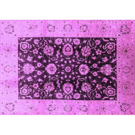 Ahgly Company Indoor Rectangle Oriental Purple Industrial Area Rugs, 7' x 9'