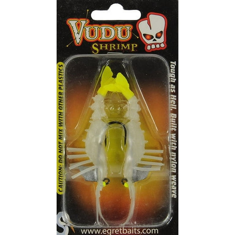Egret Baits Vudu Shrimp 3.25 In., Pearl Chartreuse Fishing Lure