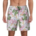 thumbnail image 2 of Picia Lilies Flowers pattern Mens Swim Trunks with Compression Liner Stretch Beach Shorts Quick Dry with Zipper Pockets No-Chafing Board Shorts-Large, 2 of 9