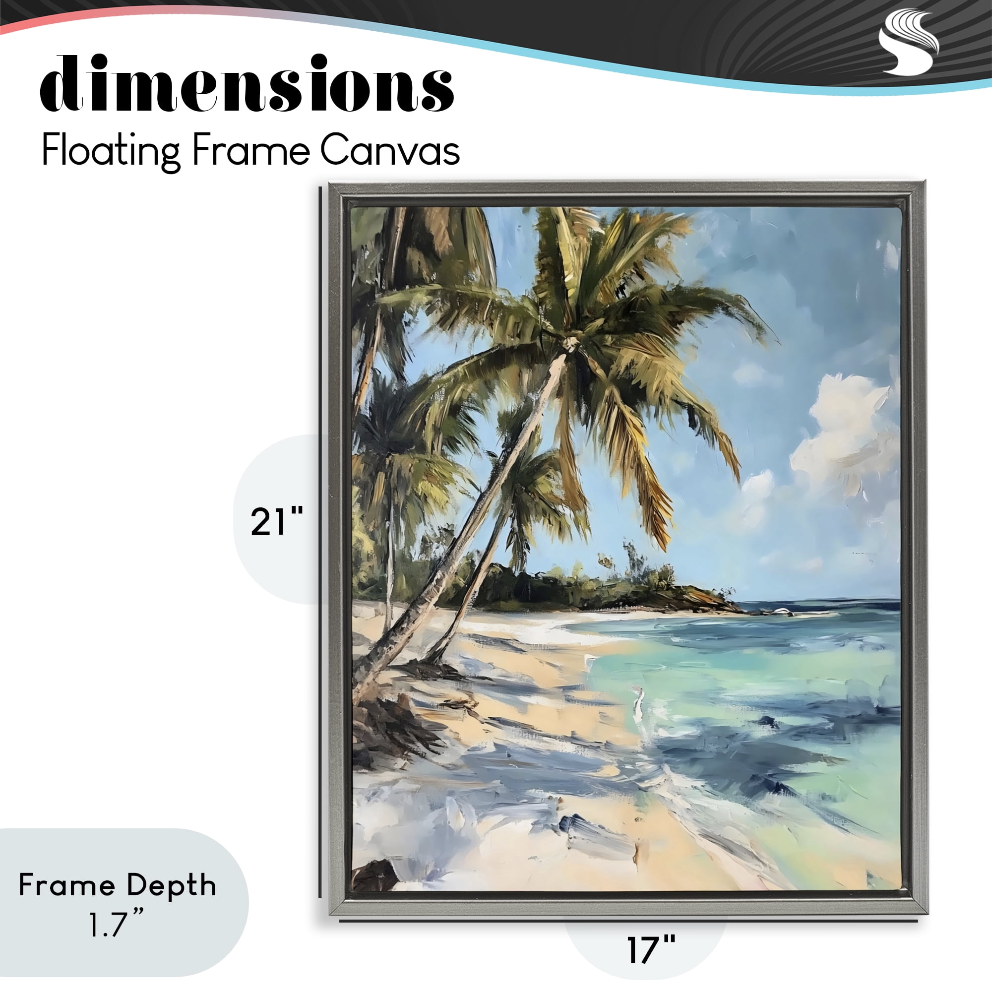 Stupell Industries Tropical Coastline Palm Frond Shadows Gray Framed Floater Canvas Wall Art, design by Franklyn Gregory