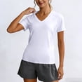 thumbnail image 5 of hoksml Women's V-Neck Short Sleeve Workout Shirt with Breathable Mesh Panels, Quick Dry Athletic Top for Running Yoga Gym, 5 of 6