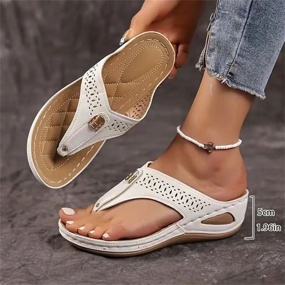 Womens Flip Flops,Wedge Slippers for Women,Women's Sandals,Walking Sandals Women,Summer Shoes for Women,Flip flops Slippers & Sandals Beach Flats for Women,Beige,6