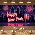 thumbnail image 6 of Neon Light Theme Happy New Year Banner Colorful Fireworks Celebration Banner City Night Backdrop Festive Festive Banner for New Year Party New Year's Eve Celebration Indoor Party, 6 of 9