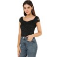 thumbnail image 1 of Blusa de Encaje Frente Fruncido Allegra K Negro S, 1 of 6