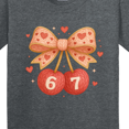 thumbnail image 4 of Inktastic 67th Anniversary Heart Bow and Cherries Youth T-Shirt, 4 of 5
