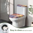 thumbnail image 4 of HELLHERO White Horse Pattern Adjustable Soft Fits All Toilet Shapes Polyester Bathroom Toilet Lid Cover Set Bathroom Home Dustproof Reusable U-Shaped 2-Piece, 4 of 8
